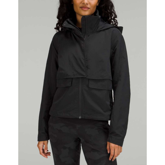 lululemon athletica Jackets & Blazers - Lululemon Always Effortless Jacket Full Zip Hooded Water Repellent Black Size 10